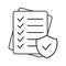 Checklist and shield line icon, Insurance policy concept, data document security, vector icon.