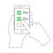 Checklist on smartphone display, checkboxes with check mark. List of purchases, tasks to do or wish list