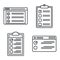 Checklist test icons set, outline style