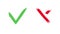 Checkmark animation. Check mark symbols. Tick sign in green color and Cross sign in red. Yes and No symbols choice. Draw with pain