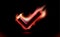 Checkmark Burning Fire icon, tick flames, symbol with Sparks effect. Modern ui fiery Heat. Flares Design presentation, Isolated On