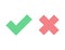 Checkmark and cross icons. Red and green positive and negative answer. Correct and incorrect sign. Yes and no iocns. Dotted style