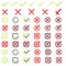 Checkmark icons big set for web design. Accept v button, decline x cross button for Ui design