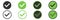 Checkmark tick set on white background. Isolated green tick collection in different style. Done and correct icons in green.