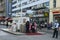 Checkpoint Charlie, famous passage between the West and East Berlin during the Cold War. American soldier standing guard holding