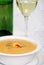 Cheddar cheese soup with white wine