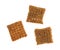 Cheddar cheese wheat square crisps on a white background