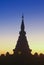 A Chedi Monument Atop Doi Inthanon Near Chiang Mai, Thailand, at Sunset