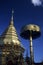 Chedi and parasol in a buddhist temple, Fine Art