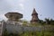 Chedi or Stupa or Pagoda of Wat Phuttha Nimit or PhuKhao temple for thai people and foreign travelers travel visit and respect