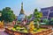 The Chedi of Wat Buppharam behind the garden, Chiang Mai, Thailand