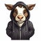 Cheeky Brown Cow In Edgy Hoodie: Cool And Cozy Street Style