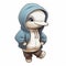 Cheeky Dolphin In Blue Hoodie: Detailed Urban Gritty Cartoon