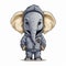 Cheeky Elephant In Stylish Streetwear: Harsh Realism Cartoon Art