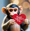 Cheeky Monkey Spreads Love: Happy Valentine\'s Day Greeting