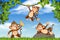 Cheeky monkeys in jungle scene