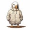 Cheeky Seagull In Cozy Street Clothing: Vector Illustration