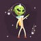 Cheerful alien standing with hand up