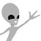 Cheerful alien on white background.