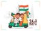 Cheerful Auto Taxi Driver and Woman doing Greeting of 26th January Republic Day.