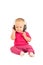 Cheerful baby listening to the music