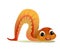 Cheerful baby snake crawling. Cartoon style illustration. Cute childish character. Isolated on white background. Vector