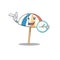 Cheerful beach umbrella cartoon character style with clock