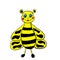 Cheerful bee, bees bring benefits, bees bring honey, yellow bee with black color, with legs and wings, bees collect nectar