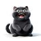 Cheerful black cat. TShirt Sticker. AI generated
