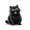 Cheerful black cat. TShirt Sticker. AI generated