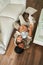 Cheerful black mother and son lying on floor