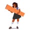 Cheerful Black Schoolgirl Wielding An Enormous Ruler, Symbolizing Her Enthusiasm For Learning And Her Readiness