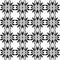 Cheerful black and white floral pattern with garden of optical illusion flowers in radial, stylized