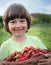 Cheerful boy with basket