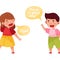 Cheerful Boy and Girl Saying Good-by to Each Other Vector Illustration