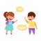 Cheerful Boy and Girl Saying Hello to Each Other Vector Illustration