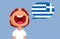 Cheerful Boy Speaking Greek Language Vector Cartoon Illustration