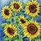 Cheerful brightly colored sunflowers, ai Generated, generative AI, CGI graphics