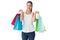 Cheerful brown hair holding shopping bags