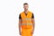 cheerful builder supervisor man in orange uniform. builder man wearing working reflective vest.