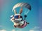 cheerful bunny paragliding