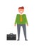 Cheerful Businessman and Briefcase Illustration