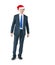 A Cheerful Businessman in a Santa Hat