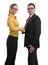 Cheerful businesspeople handshaking