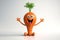 Cheerful Carrot Cartoon Character on Transparent Background. AI