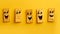 Cheerful cartoon crackers on a yellow background