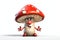 Cheerful Cartoon Mushroom Transparent Background, AI