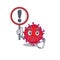 Cheerful cartoon style of coronavirus particle holding a sign