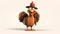 Cheerful cartoon-style turkey character with a friendly expression, Thanksgiving or holiday white background, AI generate