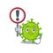 Cheerful cartoon style of virus corona cell holding a sign